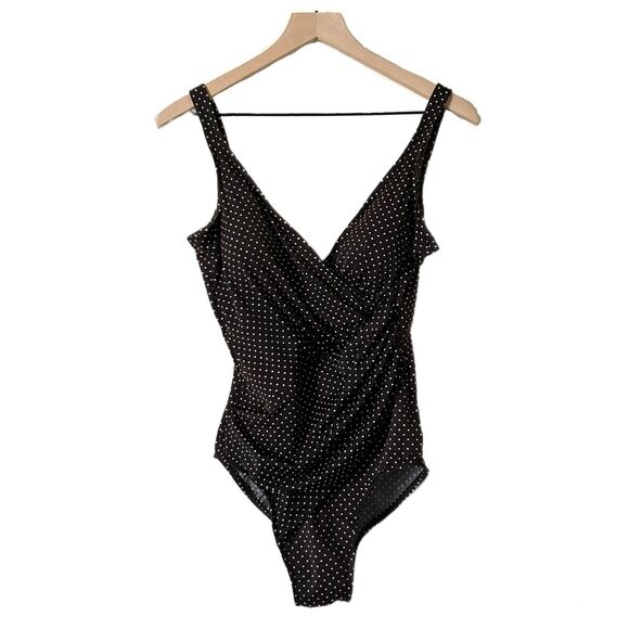 Miraclesuit Other - Miraclesuit Oceanus One Piece Swimsuit Brown Pin Point Polka Dot Size 14